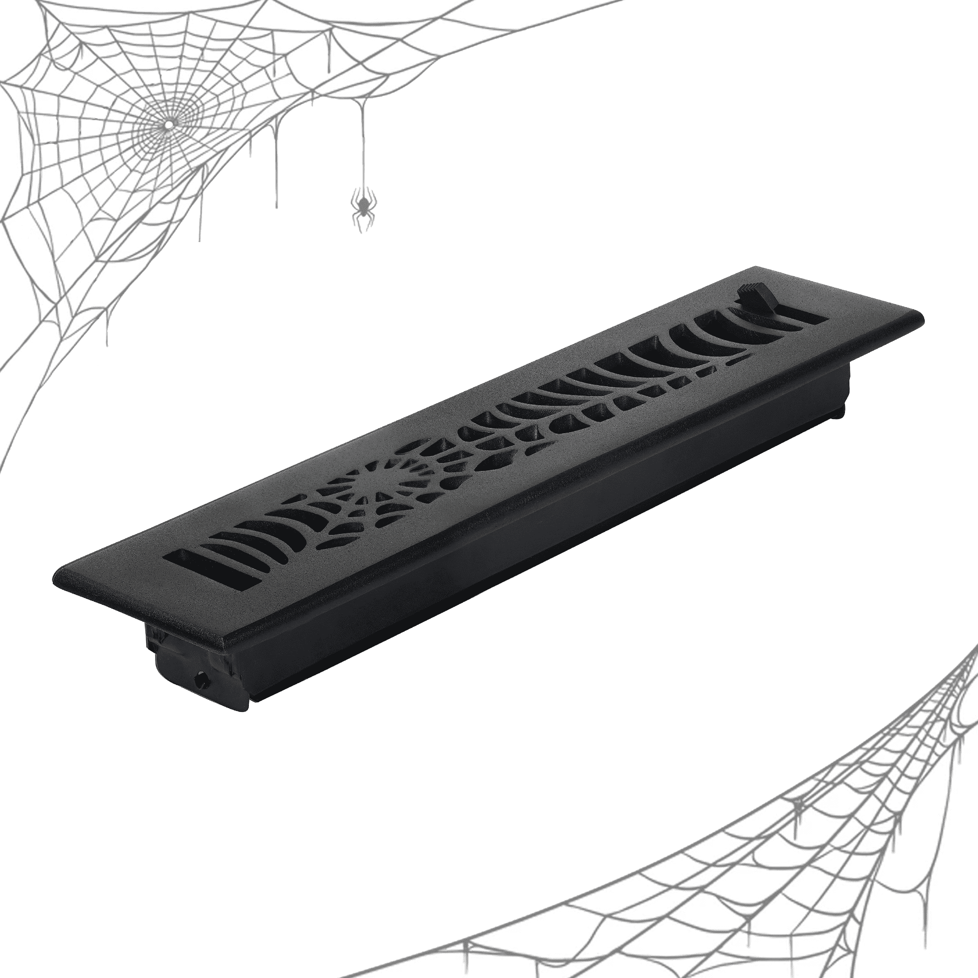 Spooky Gothic Vent cover 2"x 14" Duct Opening (Overall 3-1/2"x 15-3/4") Spider Web Design Solid Cast Aluminium Register
