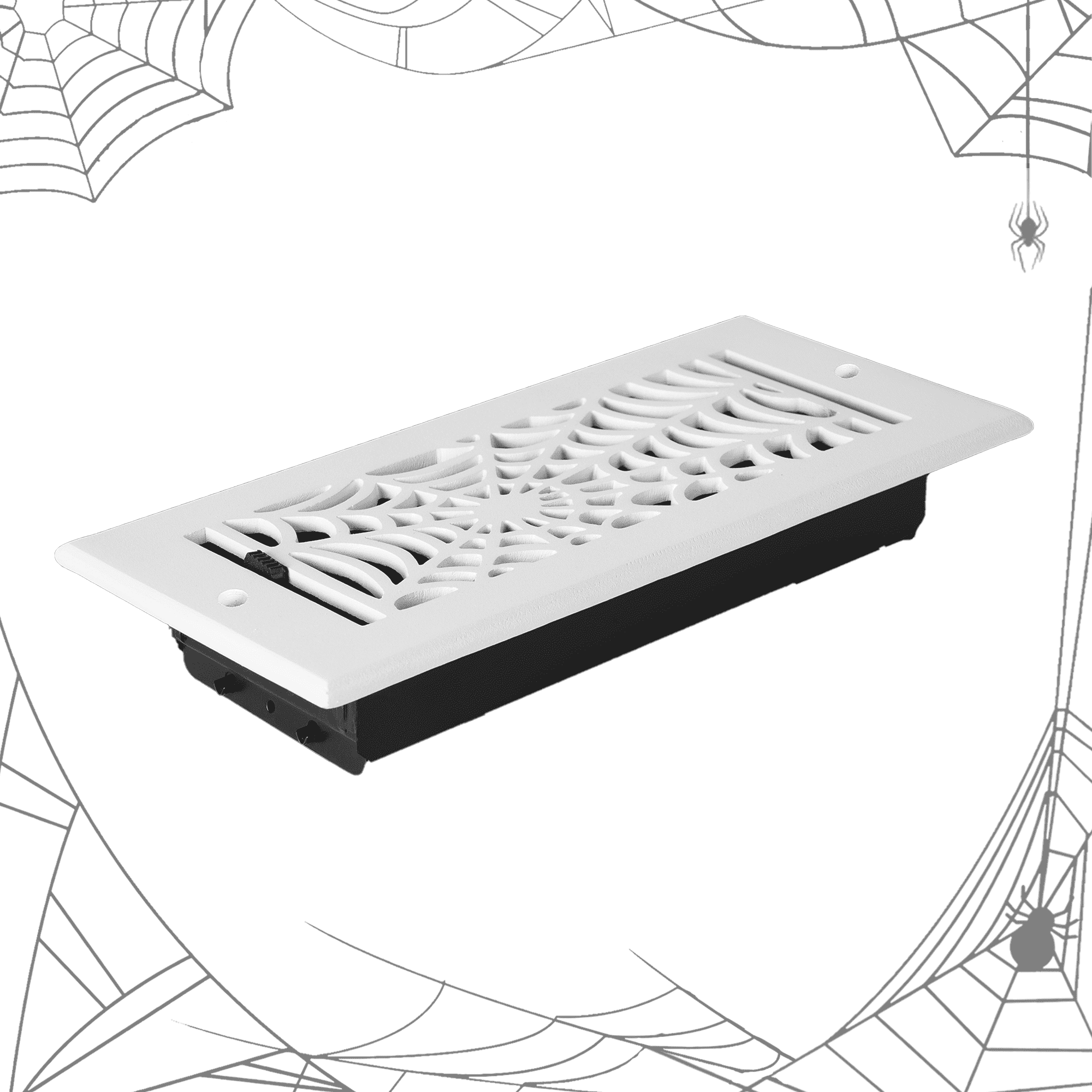 Spooky Gothic Vent cover 4"x 12" Duct Opening (Overall 5-1/2"x 13-3/4") Spider Web Design Solid Cast Aluminium Register