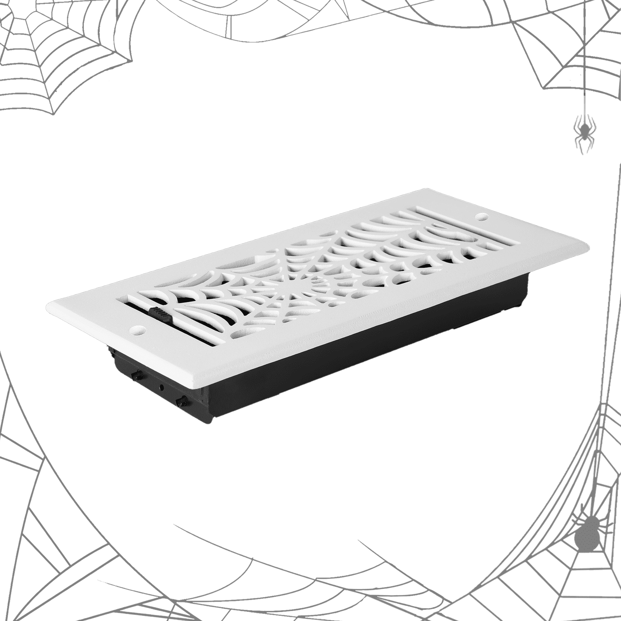 Spooky Gothic Vent cover 4"x 14" Duct Opening (Overall 5-1/2"x 15-3/4") Spider Web Design Solid Cast Aluminium Register