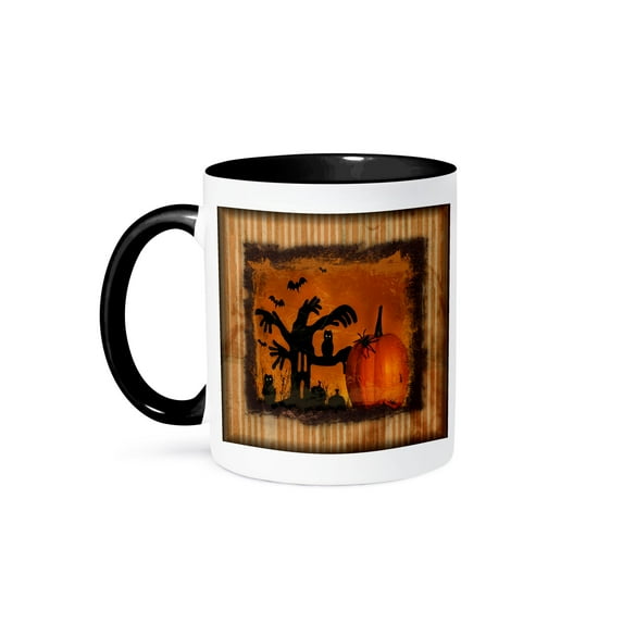 3dRose, Spooky Halloween, 15oz Two-Tone Black Mug