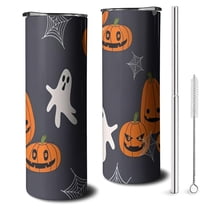Spooky Halloween 20oz Skinny Tumbler - Vintage Black Cat Pumpkin Design Double Wall Vacuum Insulated