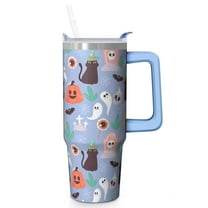Spooky Halloween 30oz Pumpkin Tumbler with Handle and Straw Lid – Gift Coffee Mug – Insulated Travel Cup