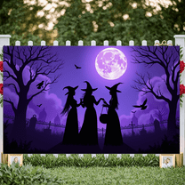 Spooky Halloween Banner Witch Theme Graveyard Scene for Halloween Party Outdoor Decoration Indoor Celebration