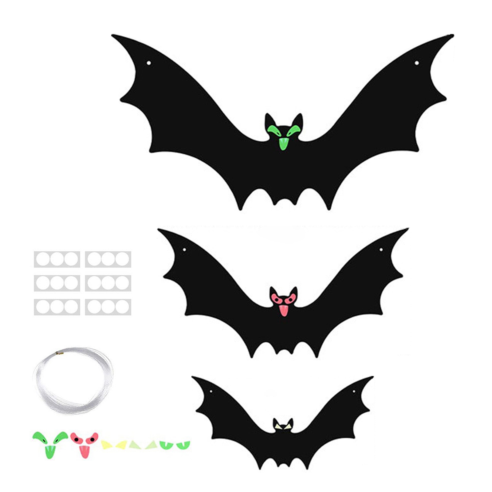 Spooky Halloween Bat Decoration Set Realistic Black Bat Pendant with