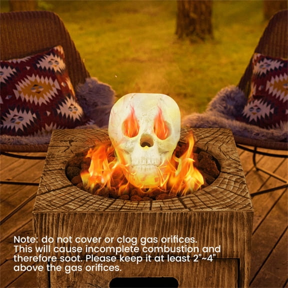 Spooky Halloween Beige Ceramic Fiber Skull for Fire Pits - Realistic Human Skull Decoration, Heat Resistant to 1832, 8.5"x6"x6"
