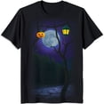 thumbnail image 1 of Spooky Halloween Black T-Shirt with Tree o & Full Moon Design, 1 of 5
