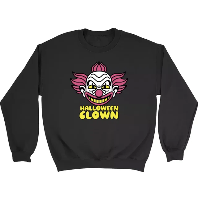 Spooky Halloween Clown Sweatshirt Mens Womens Scary Face Paint Costume
