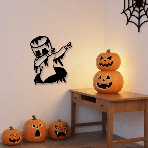 Spooky Halloween Dancing Pumpkin Metal Wall Art for Home, Entrance, Bedroom, Living Room