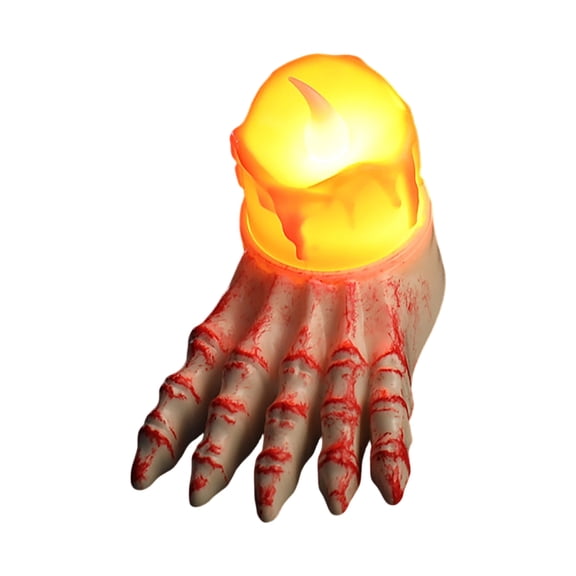 Spooky Halloween Decor, Scary Halloween Decorations Blood-Patterned Skeleton Foot Flameless Led Candle Light, Suitable for Adults Halloween Birthday Party Haunted House Entryway