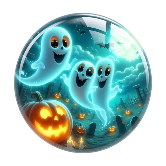 Spooky Halloween Decorations 1 Inch Round Halloween Ghost Magnets Cute Halloween Decor for Kitchen Fridge Halloween Kitchen Decor 10 Pack
