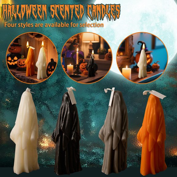 Spooky Halloween Decorations 6 Inch Black Grim Reaper Halloween Candle Gothic Halloween Decor for Home Indoor Halloween Party Decor Single Piece