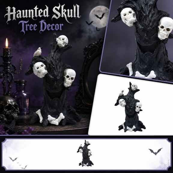 Spooky Halloween Decorations 7X10 Inch Black Halloween Tree Skeleton Decor Indoor Halloween Table Decor for Haunted Mansion Party Home Display Single Piece