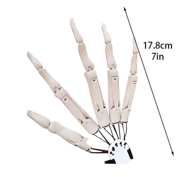 Spooky Halloween Decorations Articulated Finger Extensions Flexible Joint Skeleton Hand White Left Hand Wearable Dressing-Up Prop for Adults