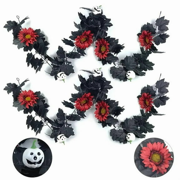 Spooky Halloween Decorations Maple Leaf Rattan Vines Fall Decorations for Home Outdoor Hanging Garland Haunted House Layout Ornament Wall Ceiling Party Supplies