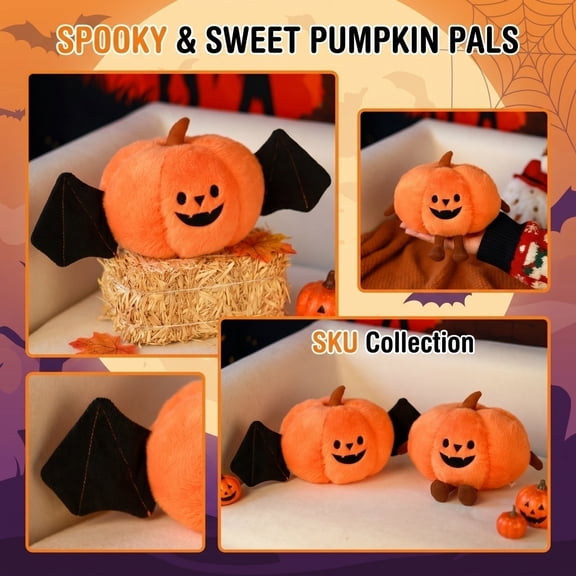 Spooky Halloween Decorations, Novelty Smiling Pumpkin Throw Pillow, Pumpkin Home Decor and Bat Accent Display for Halloween Events, Perfect Gifting Option, Ultra-Soft Plush