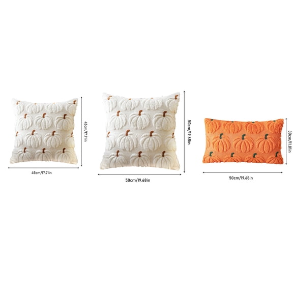 Spooky Halloween Decorations Throw Pillowcase Premium Soft Plush Embroidered Pumpkin Cushion Cover 18X18 Inches Fall Decorations for Home Sofa Living Room Bedroom Decor