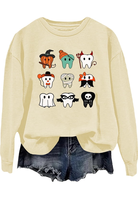 Spooky Halloween Dentist Sweatshirt Dental Halloween Shirt Dental Hygienist Assistant Tops