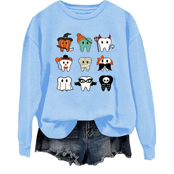 Spooky Halloween Dentist Sweatshirt Dental Halloween Shirt Dental Hygienist Assistant Tops