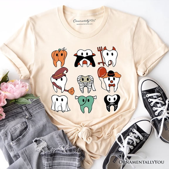 Spooky Halloween Dentist T-Shirt, Teeth Monster Tee for Dental Crew