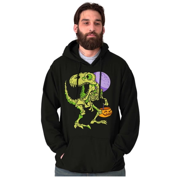 Spooky Halloween Dinosaur Skeleton Hoodie Sweatshirt Women Men Brisco Brands L