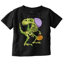 Spooky Halloween Dinosaur Skeleton Toddler Boy Girl T Shirt Infant Toddler Brisco Brands 6M