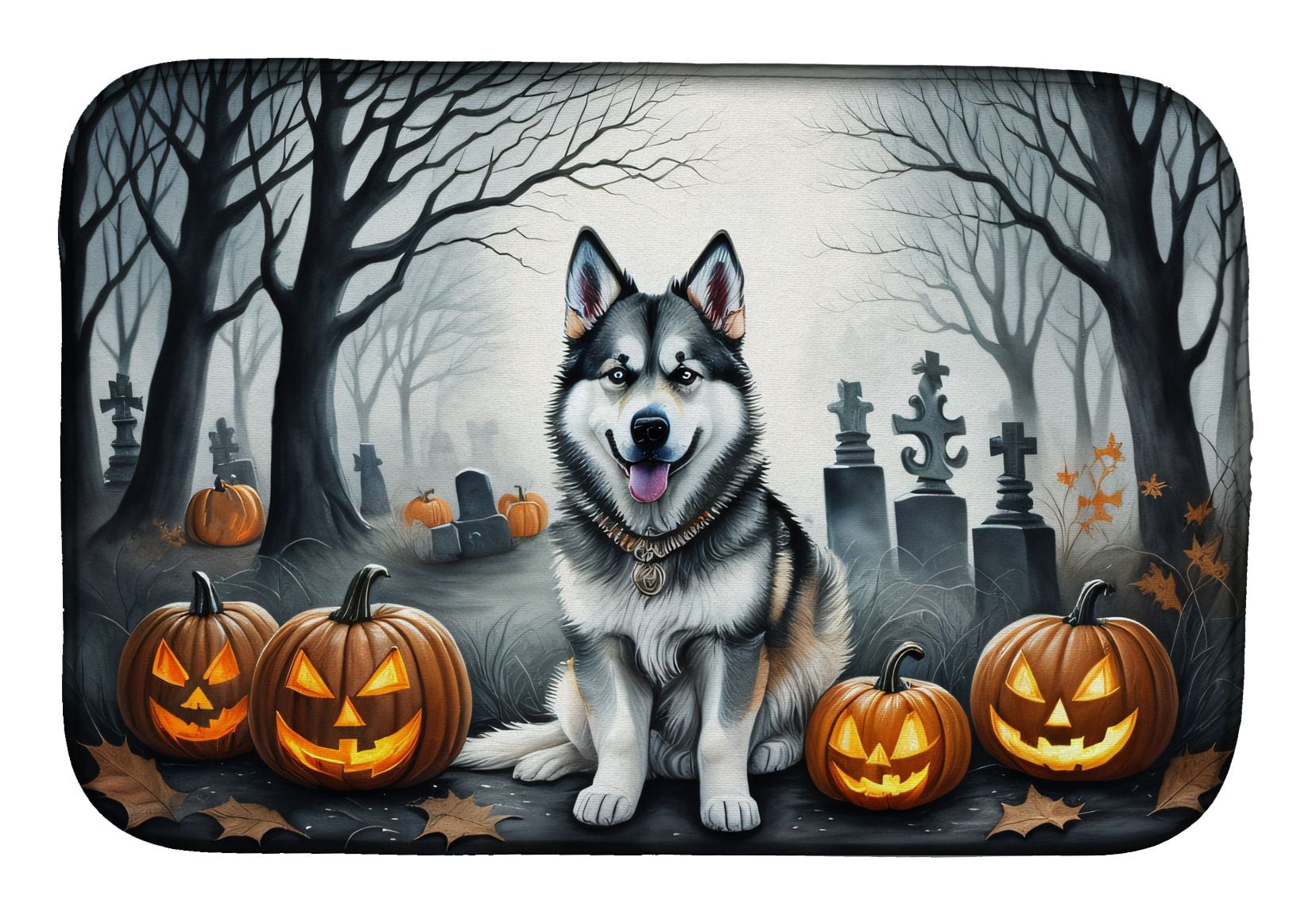 Spooky Halloween Dish Drying Mat Absorbent Dish Drying Mat Pad for Kitchen Counter Dish Drainer Mat for Countertop, 14 x 21", Multicolor