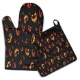thumbnail image 1 of Spooky Halloween Faces Pattern Kitchen Oven Mitt and Pot Holder Sets 2 Pcs for Baking, Cooking and Grilling, Heat Resistant Up To 392 °F, 1 of 7