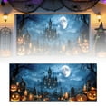 thumbnail image 1 of Spooky Halloween Garage Door Banner 7x16 FT - Glow in Dark Bat Pumpkin Design, Weather Resistant Polyester Outdoor Decor for Yard, Party Photo Background, 1 of 6