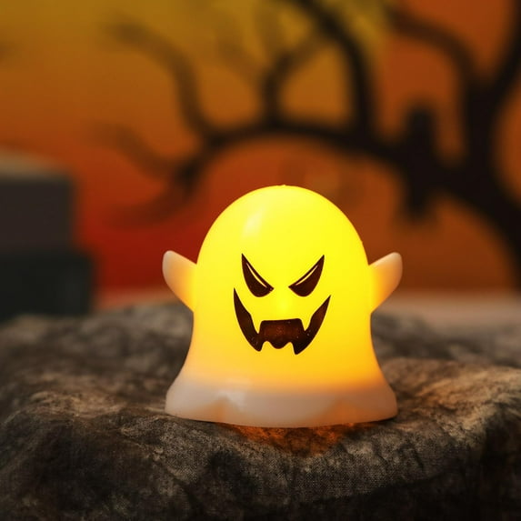 "Spooky Halloween Ghost Lights - Flameless Candle Lights with Terrifying Expressions for Safe Indoor Decor, Perfect for Parties, Fireplaces & Dining Tables - Energy-Efficient LED Night Lights"