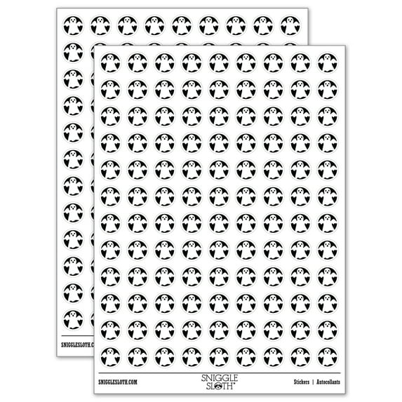 Spooky Halloween Ghost 200+ Round Stickers - White - Matte Finish - 0.50" Size