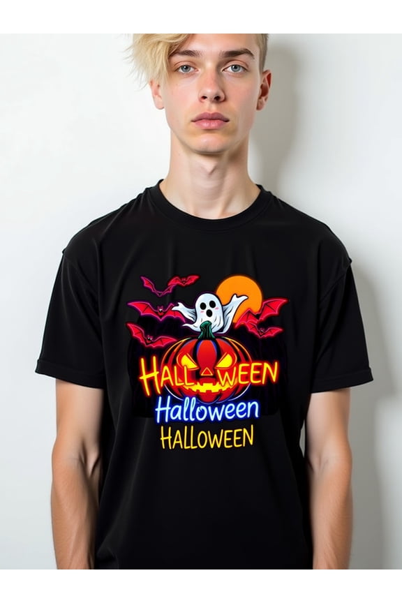 Spooky Halloween Ghost T-Shirt Mens t shirts black graphic tees casual Comfortable loose T-shirt Retro Unisex Shirt Graphic tshirts