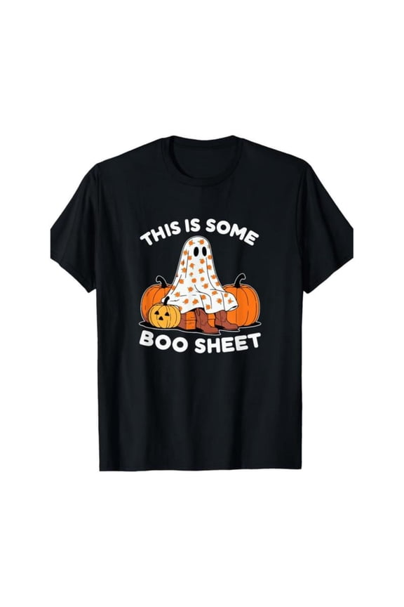 Spooky Halloween Ghost T-Shirt for Men, Graphic Tee, Funny Costume Party Top ,Round neck,Causal,cotton,black,S-5XL