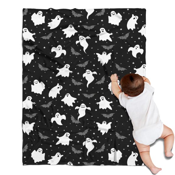 Spooky Halloween Ghosts Pattern Blanket,Comfortable Soft Flannel Throw Blanket,All Season,Warm Lightweight Blankets for Sofa Bed Couch Living Room Chair,30"x40"