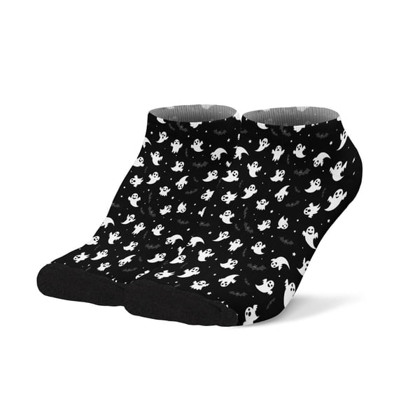Spooky Halloween Ghosts Pattern Men's Ankle Socks, Low Cut Everyday Low ...