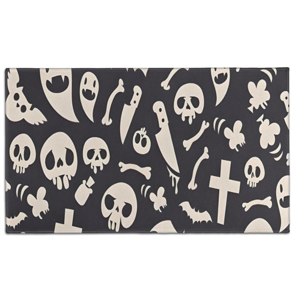 Spooky Halloween Icons Pattern Door Rugs,Washable Non Slip Door Mats Indoor,Decorative Door Mats,Entry Mat Indoor for Entrance,Bedroom,Kitchen,Bathroom,17"x30"
