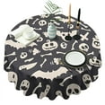 thumbnail image 1 of Spooky Halloween Icons Pattern Round Tablecloth 60"x60",Wrinkle Wipeable Table Cloth for Kitchen Dining Room Picnic Patio Party, 1 of 6