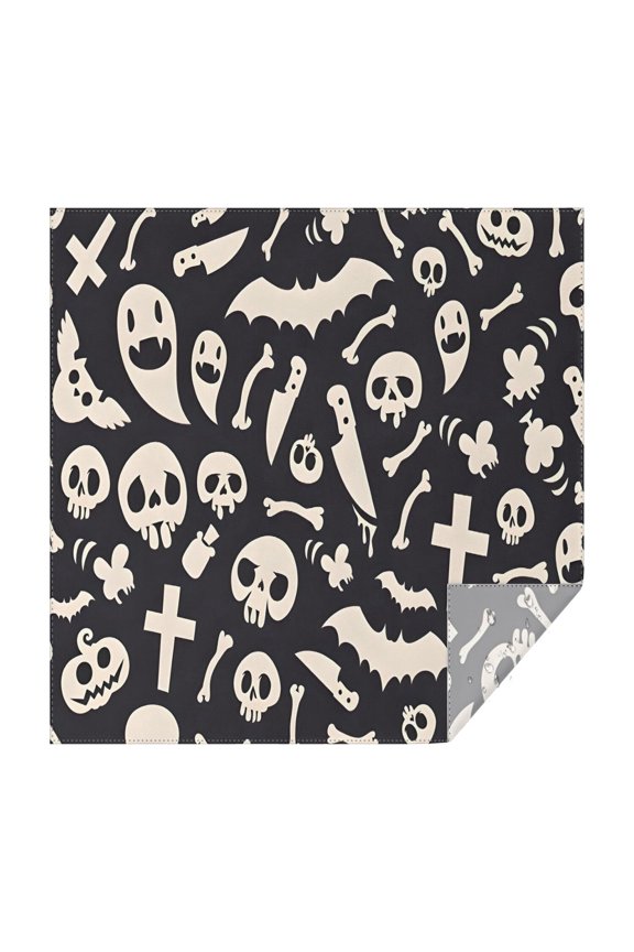 Spooky Halloween Icons Pattern Square Tablecloth,Waterproof Square Table Cover,Wipeable Spillproof Washable Table Cover for Home Kitchen Party Decor 42"X42"(107x107cm)