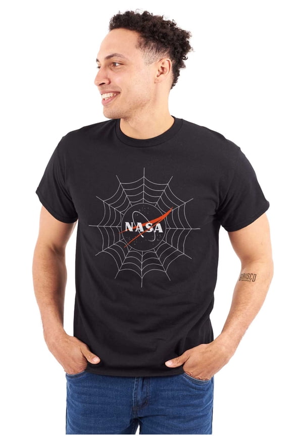Spooky Halloween NASA Spider Web Men's Graphic T Shirt Tees Brisco Brands L