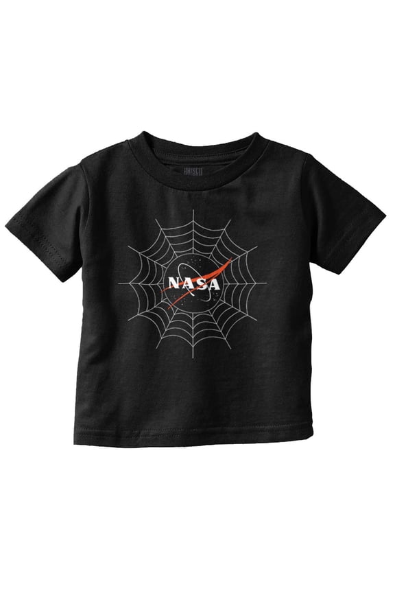 Spooky Halloween NASA Spider Web Toddler Boy Girl T Shirt Infant Toddler Brisco Brands 6M