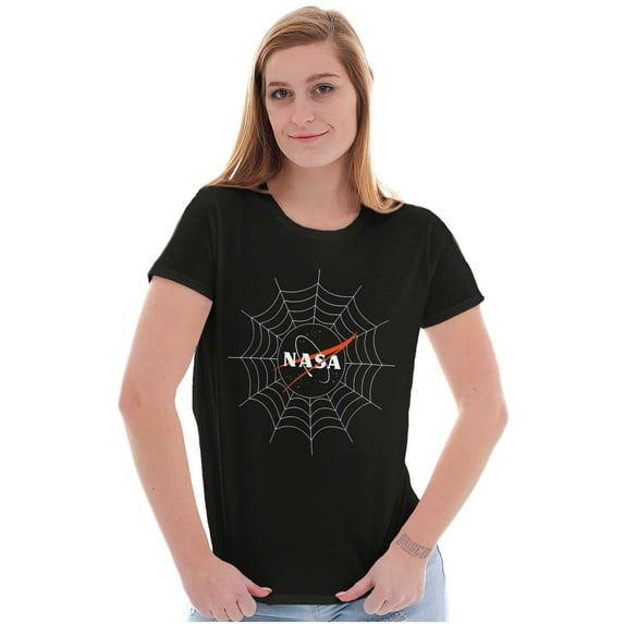 Spooky Halloween NASA Spider Web Women's T Shirt Ladies Tee Brisco Brands X