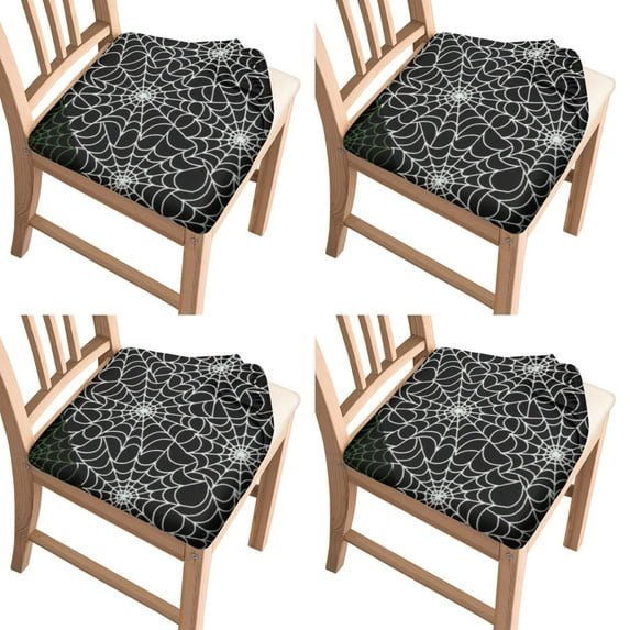 Spooky Halloween Night Chair Covers 4-Pack - Stretchable Dining Chair Seat Protectors