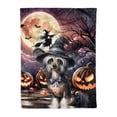thumbnail image 1 of Spooky Halloween Night Witch Chinese Crested Glowing Pumpkins Cozy Fleece Blanket Dog Lover Warm Soft Throw Blanket - 12015, 1 of 5