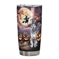 thumbnail image 1 of Spooky Halloween Night Witch Dalmatian Glowing Pumpkins 20oz Stainless Steel Tumbler Insulated Cup with Lid Dog Lover - 12015, 1 of 5