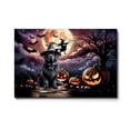 thumbnail image 1 of Spooky Halloween Night Witch Newfoundland Glowing Pumpkins Horizontal Matte Canvas Poster Newfie Dog Lover Gifts Wall Art Home Decor - 12015, 1 of 5