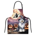 thumbnail image 1 of Spooky Halloween Night Witch Old English Sheepdog Glowing Pumpkins Apron Dog Lover for Cooking Grilling Baking Painting Gardening - 12015, 1 of 5
