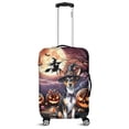 thumbnail image 1 of Spooky Halloween Night Witch Toy Fox Terrier Glowing Pumpkins Travel Luggage Cover Dog Lover Suitcase Dust Protective Decor - 12015, 1 of 5