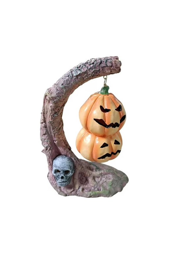 Spooky Halloween Outdoor Decor, Cute Creepy Scary Halloween Pumpkin, Rustic Horror Funny Resin Gothic Decor for Yard, Garden, Porch, Walkway