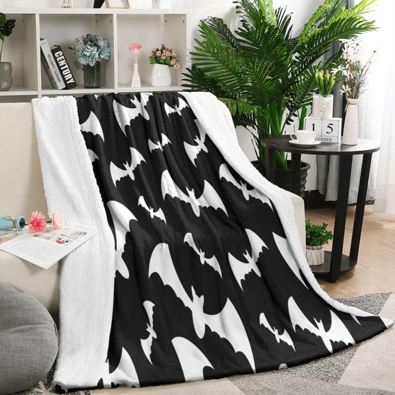 Spooky Halloween Pattern Blanket,Comfortable Soft Flannel Throw Blanket,All Season,Warm Lightweight Blankets for Sofa Bed Couch Living Room Chair,50"x60"