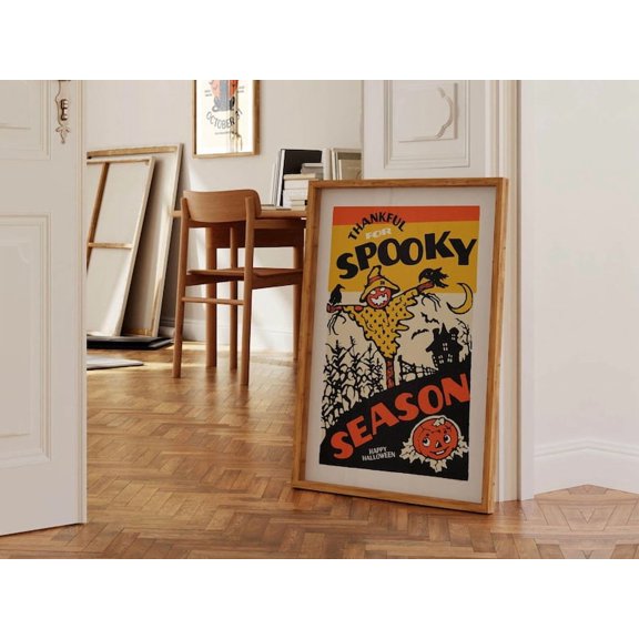 Spooky Halloween Print Retro Halloween Art Poster Kitchen Wall Art Halloween Home Decor October Kitchen Decor Halloween Party Gift, Matte Canvas Stretched, Posters & Art Prints, Gift.