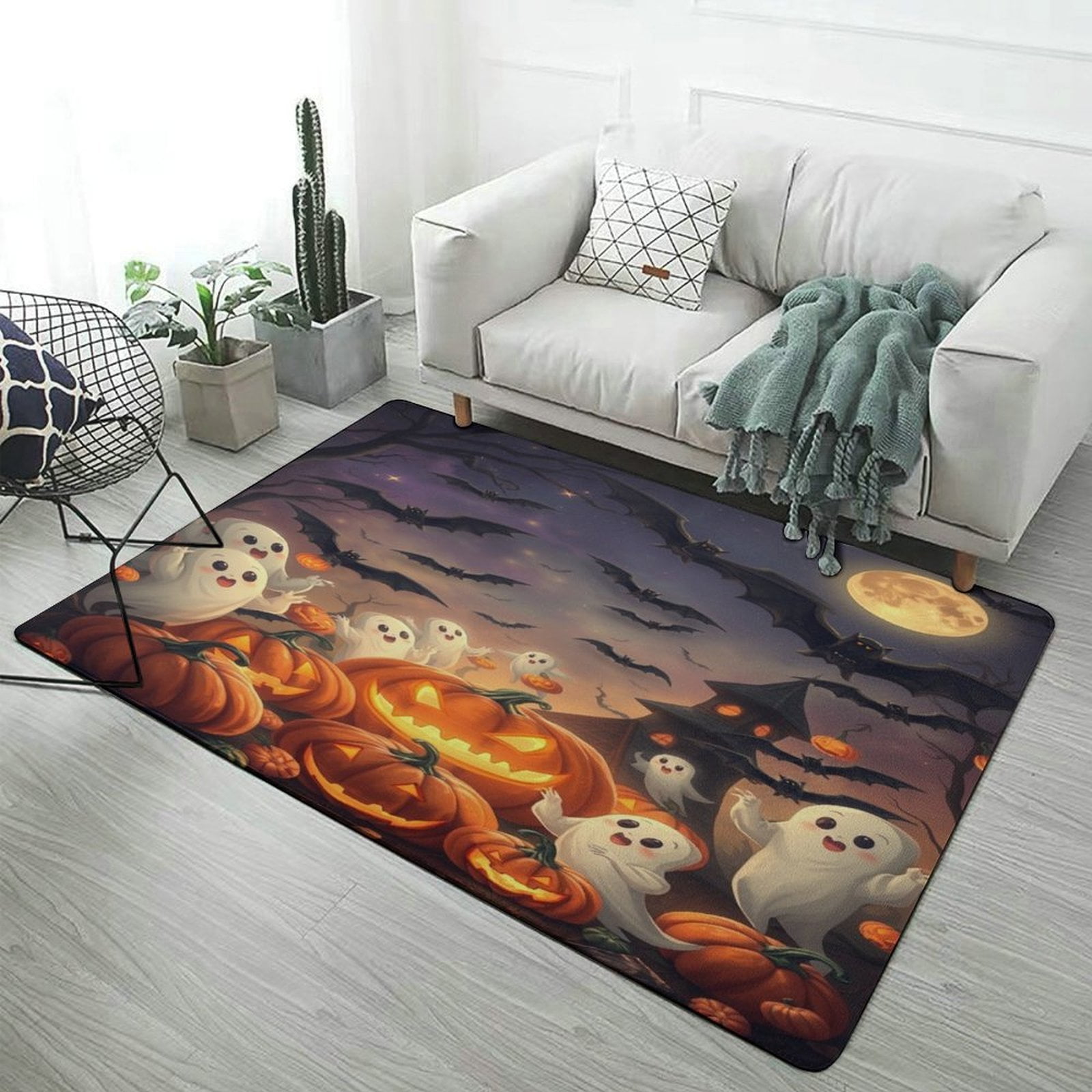 Spooky Halloween Scene Carpet Large Size Living Room American Style ...